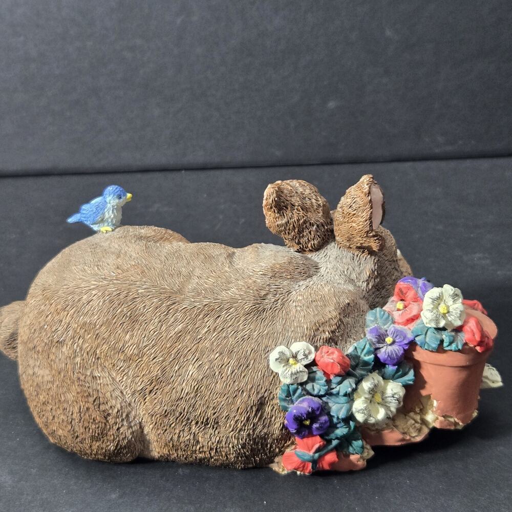 Music Box Shelf Sitter Bunny, “Oh What A Beautiful Morning”, Resin~Easter Rabbit - Picture 7 of 11